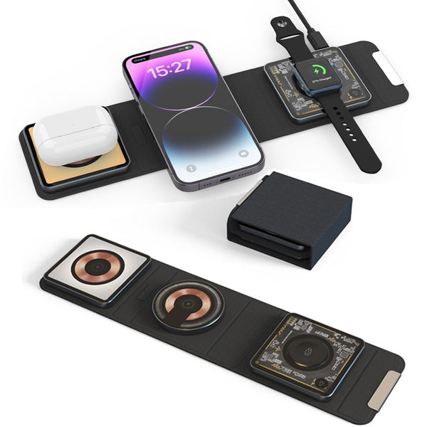 3 in 1 Foldable Transparent Magnetic Wireless Charger Pad
