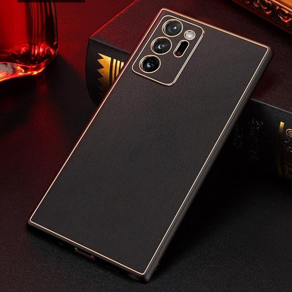 Gold Electroplated Leather Case for Galaxy Note 20 Ultra