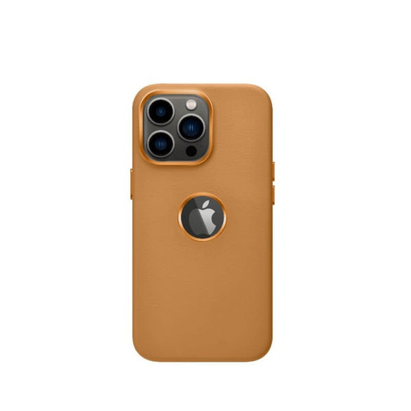 Genuine Leather Logo Cut Case For iPhone 12 Pro Max